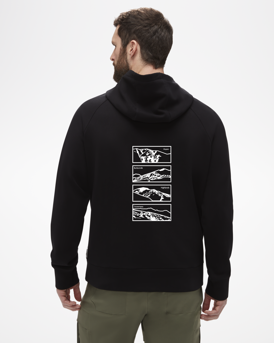 Four Mountains Snapshot Unisex Hoodie Back Shown in Black