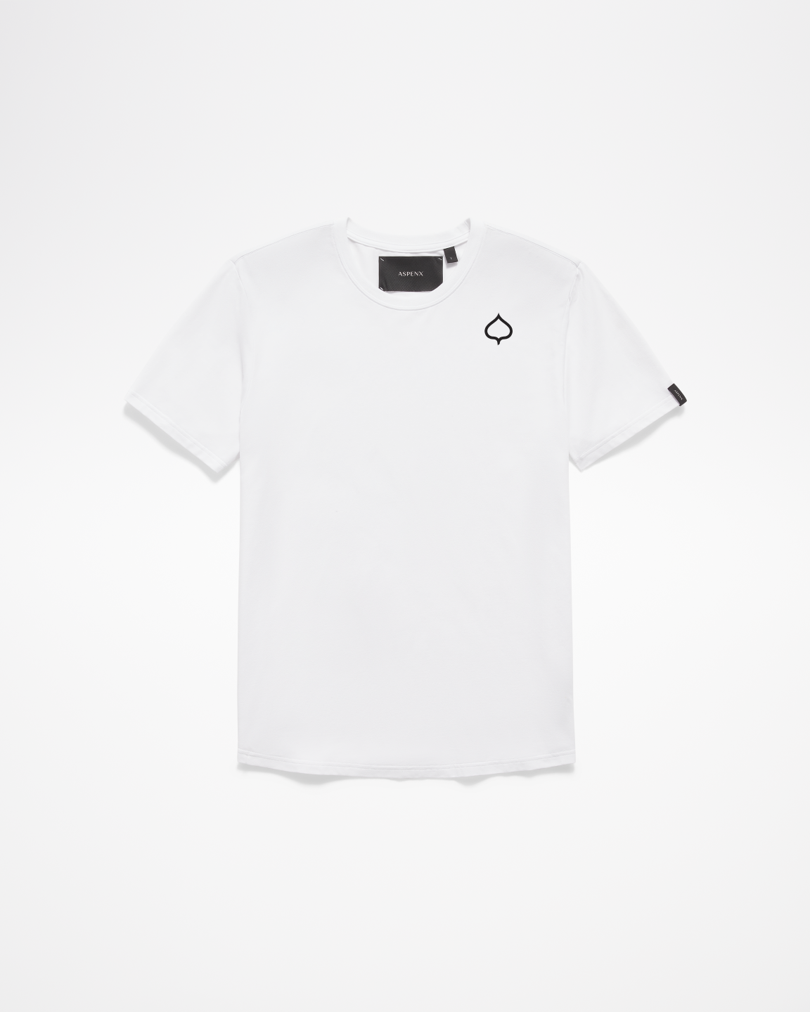 Men's Aspen Topo Map Tee Front Laying Flat Shown in White with Black Aspen Leaf Logo