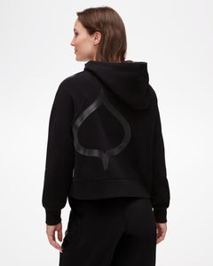 Women's Transform Hoodie in Black with Aspen Logo Back Photo